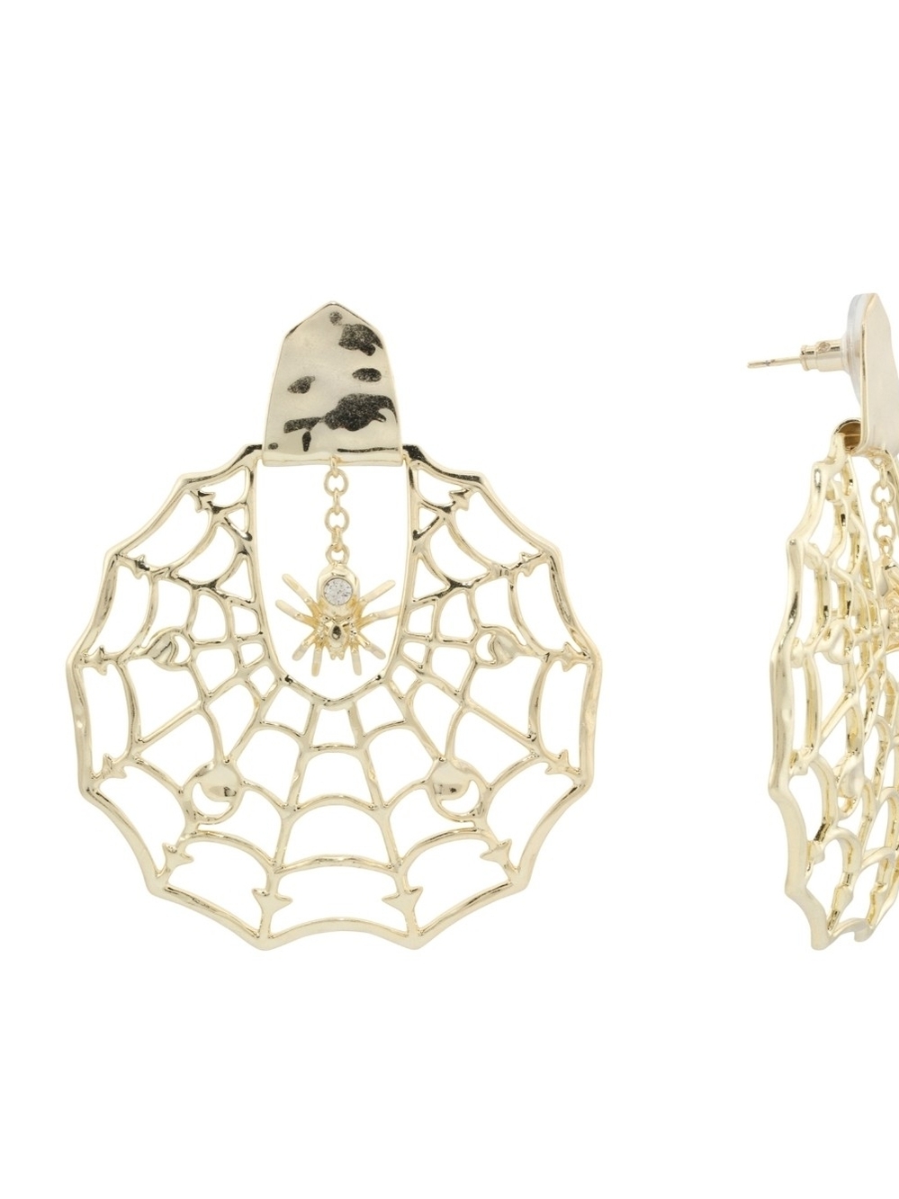 Kendra Scott Gold Spiderweb Drop Earrings with Crystal Accent